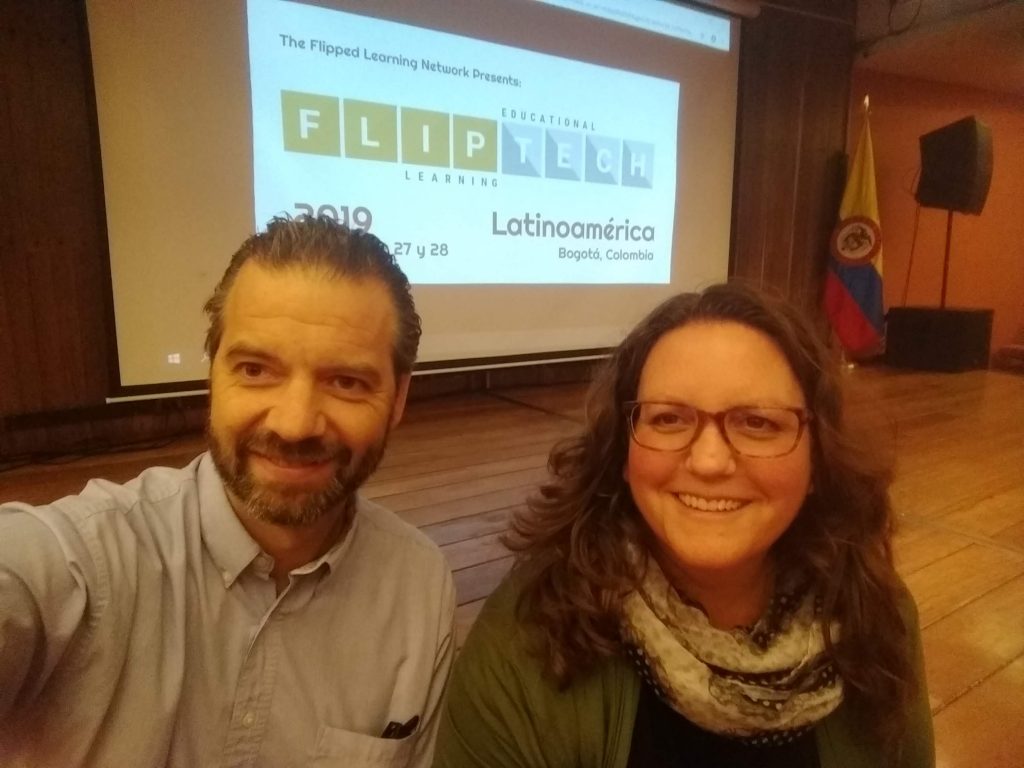 Ken with Kate Baker at a pre-conference workshop at ÚNICA for FlipTech Latin America 2019