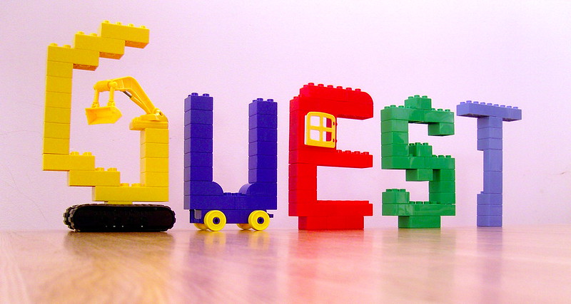 The word "Guest" spelled with Lego.