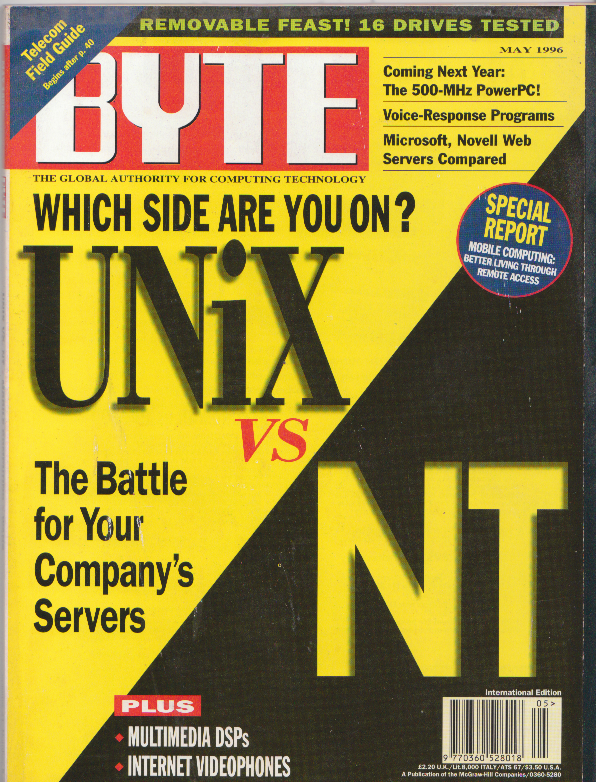 Cover of magazine: Byte August 1996 