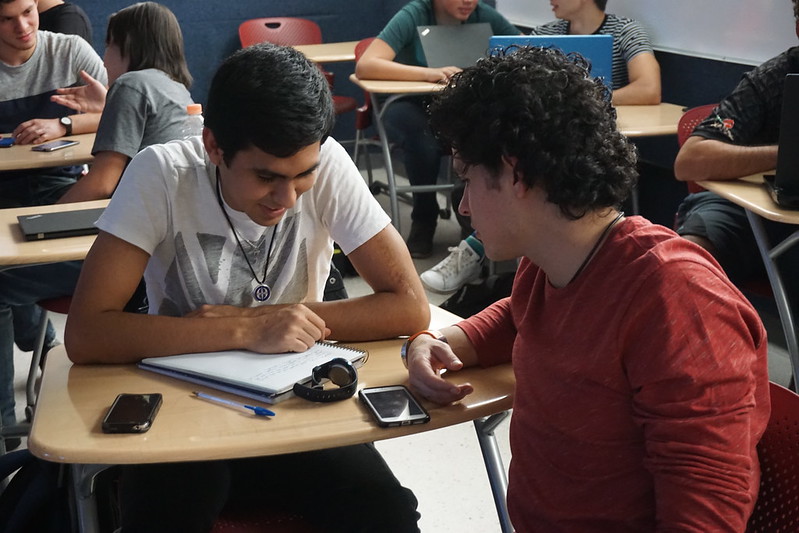 Students participating in a think-pair-share activity.