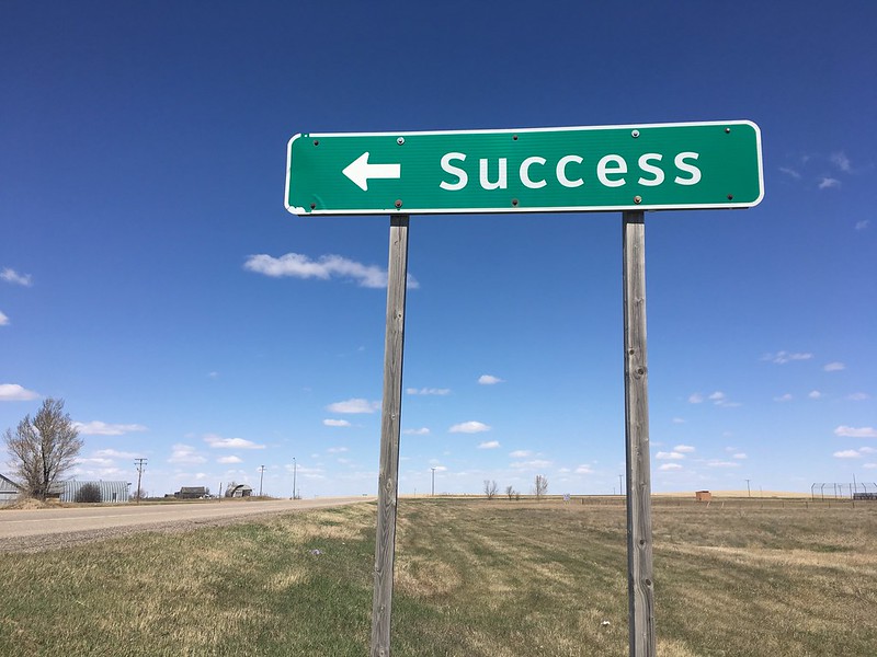 Road sign pointing to "Success". It's a side trip on the road to Leader, SK. Oh the town names, Elbow to Eyebrow, etc...