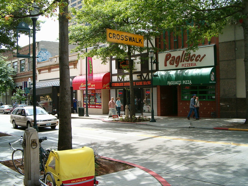 A picture of Seattle location (University Ave.) of Pagliacci's Pizza from across the street in summer 2004.